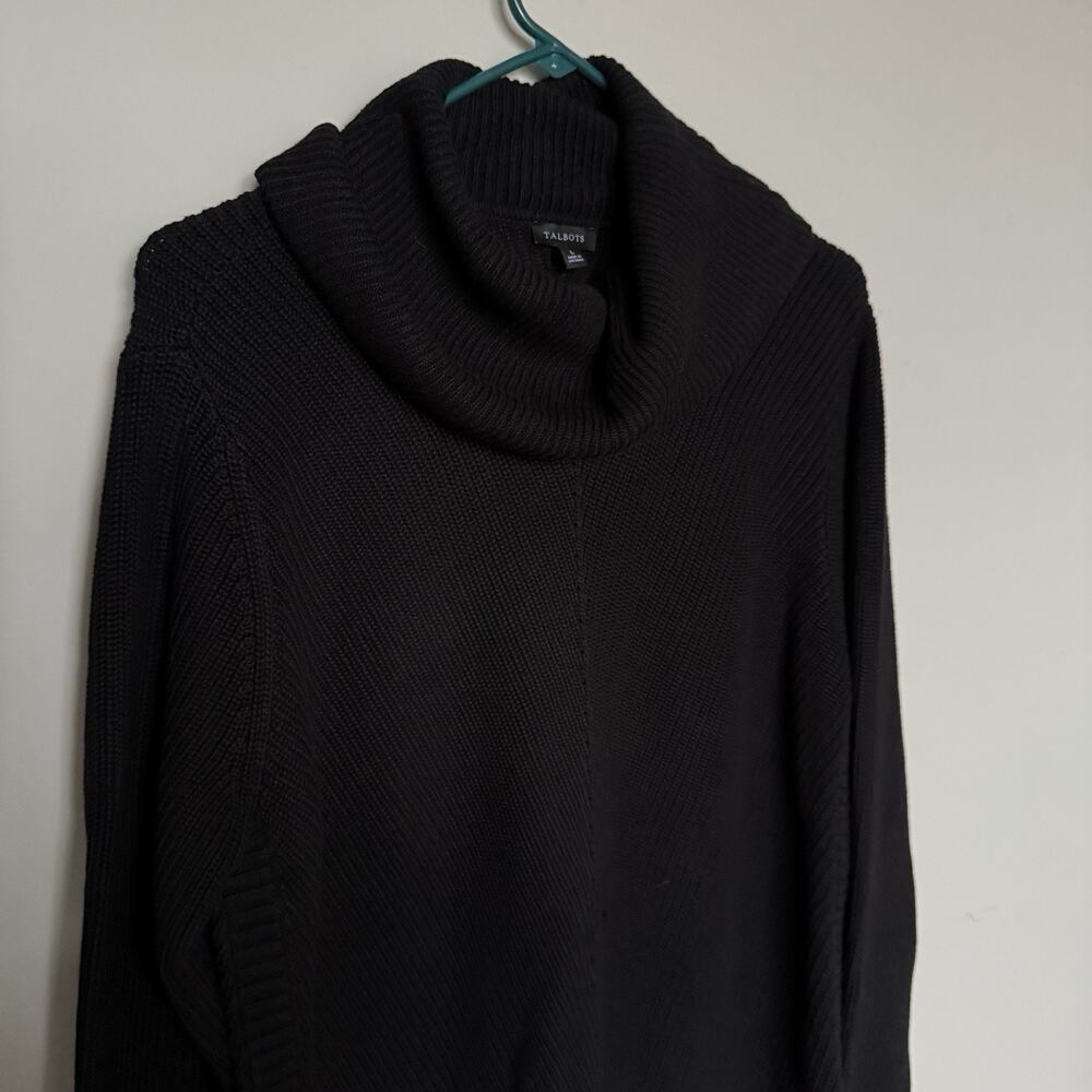 Talbots Womens Turtleneck Sweater Large Black Minimalist Preppy Old Money Chic - Picture 3 of 6